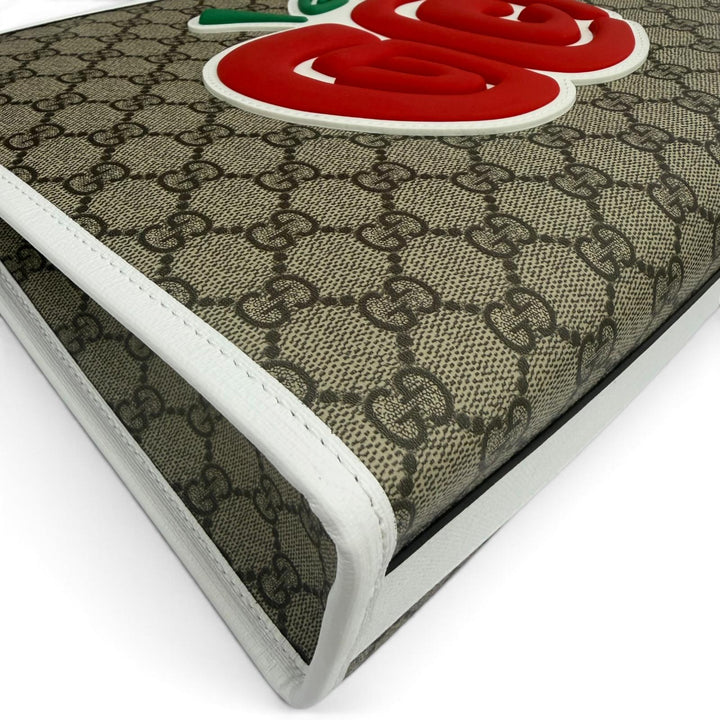 極美品☆GUCCI グッチ 605614 GGスプリーム チルドレンズ ラバーアップル ハンドバッグ トートバッグ ベージュ ホワイト レッド 伊製
