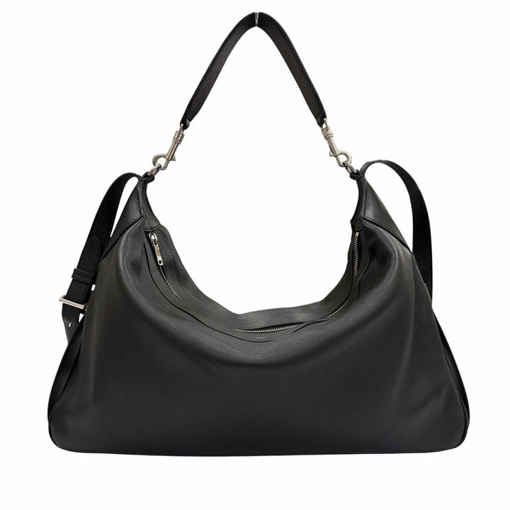 美品▼CELINE セリーヌ 11177 サプルグレインカーフ ラージ ストラップ ロミー 2WAY ショルダーバッグ ブラック 定価484000円 保存袋付き