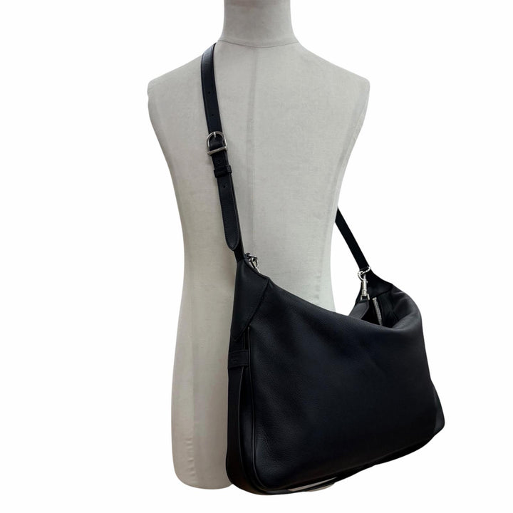 美品▼CELINE セリーヌ 11177 サプルグレインカーフ ラージ ストラップ ロミー 2WAY ショルダーバッグ ブラック 定価484000円 保存袋付き