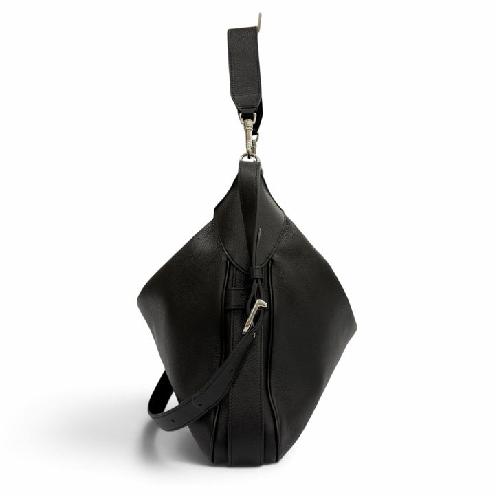 美品▼CELINE セリーヌ 11177 サプルグレインカーフ ラージ ストラップ ロミー 2WAY ショルダーバッグ ブラック 定価484000円 保存袋付き