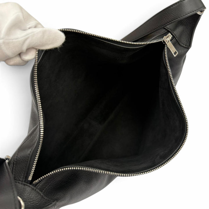 美品▼CELINE セリーヌ 11177 サプルグレインカーフ ラージ ストラップ ロミー 2WAY ショルダーバッグ ブラック 定価484000円 保存袋付き