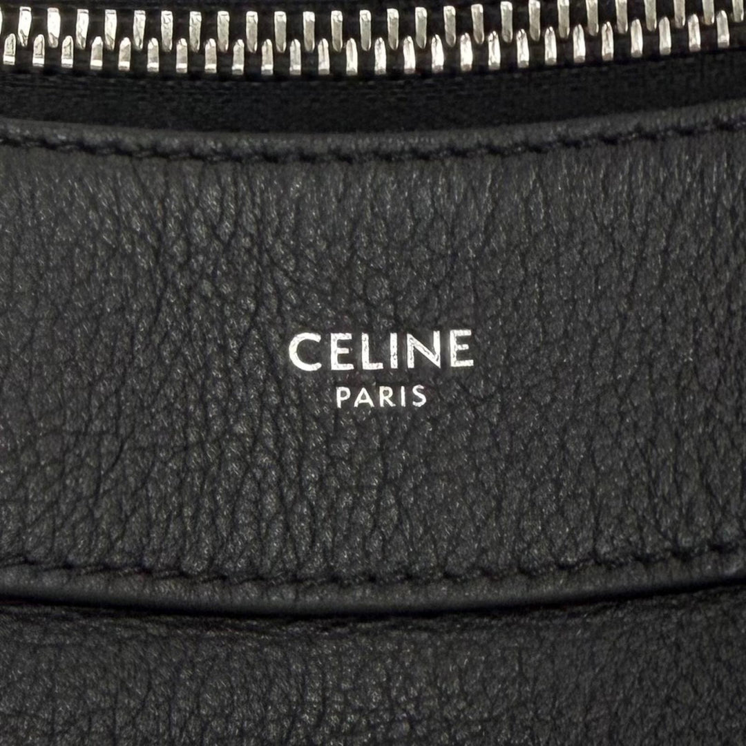 美品▼CELINE セリーヌ 11177 サプルグレインカーフ ラージ ストラップ ロミー 2WAY ショルダーバッグ ブラック 定価484000円 保存袋付き