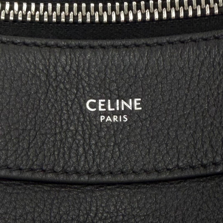 美品▼CELINE セリーヌ 11177 サプルグレインカーフ ラージ ストラップ ロミー 2WAY ショルダーバッグ ブラック 定価484000円 保存袋付き