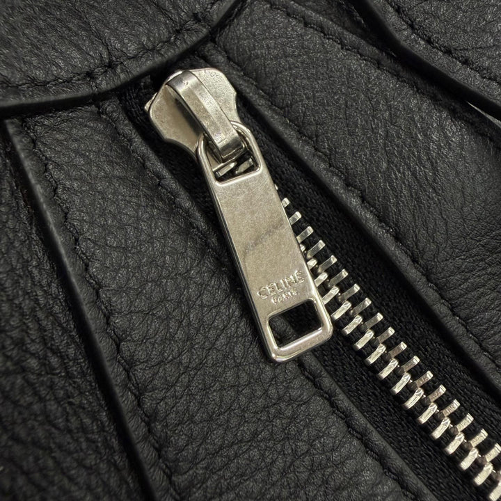美品▼CELINE セリーヌ 11177 サプルグレインカーフ ラージ ストラップ ロミー 2WAY ショルダーバッグ ブラック 定価484000円 保存袋付き
