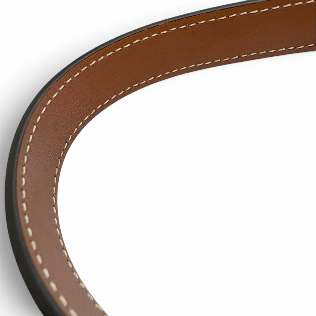 極美品△CELINE セリーヌ 19653 ティーン キャンバス レザー トリオンフ ドローストリング ハンドバッグ ブラウン ベージュ 保存袋付き