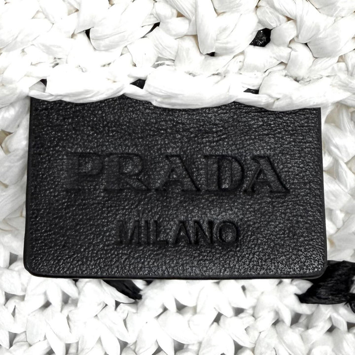 未使用品★PRADA プラダ 1BG392 クロシェ トートバッグ トライアングルロゴ ロゴデザイン クロシェ編み ホワイト イタリア製 保存袋付き