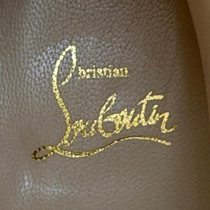 未使用品★Christian Louboutin クリスチャンルブタン 3130073 CATE BOOT FLAT CALF チェーン装飾 レザー ロングブーツ 38.5 保存袋付