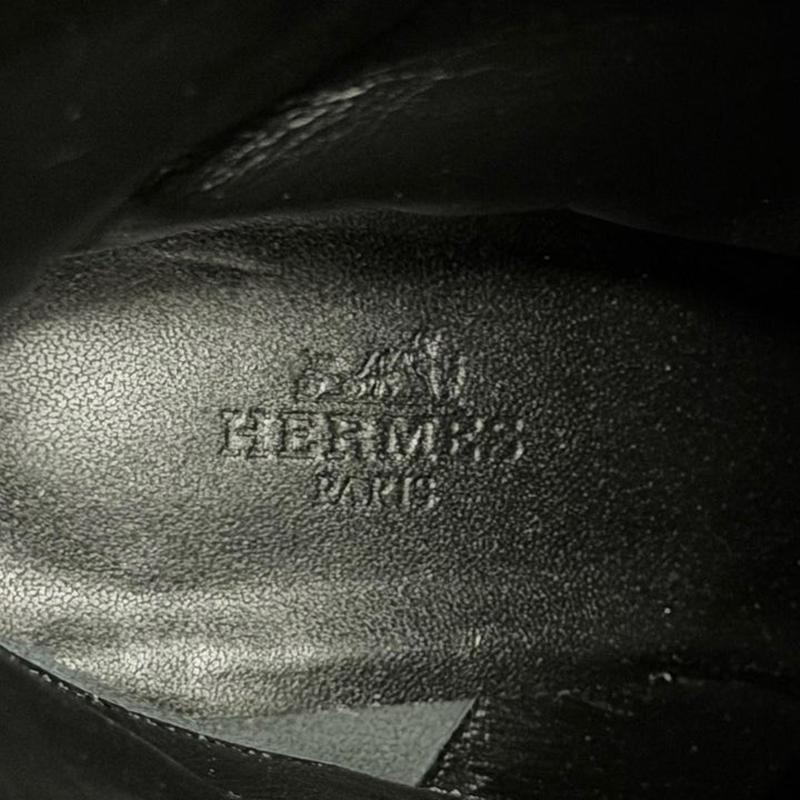 極美品★HERMES エルメス フォリー60 シルバー金具 H金具 スウェードレザー ロングブーツ ブラック 35 イタリア製 レディース 保存袋付き