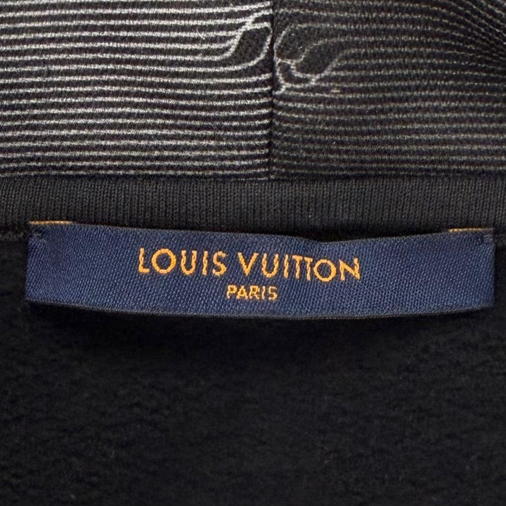 美品▼LOUIS VUITTON ルイヴィトン コットン 3Dモノグラム フーデッド プルオーバー パーカー ダークグレー S イタリア製 正規品 メンズ