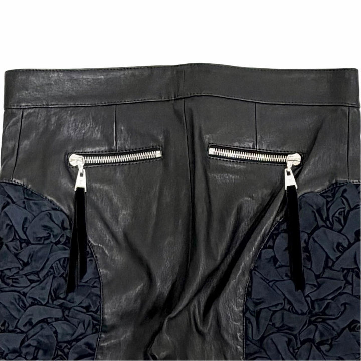 未使用品△LOUIS VUITTON ルイヴィトン LVジップ ラムレザー サイドギャザー ロング パンツ ブラック 36 フランス製 正規品 レディース