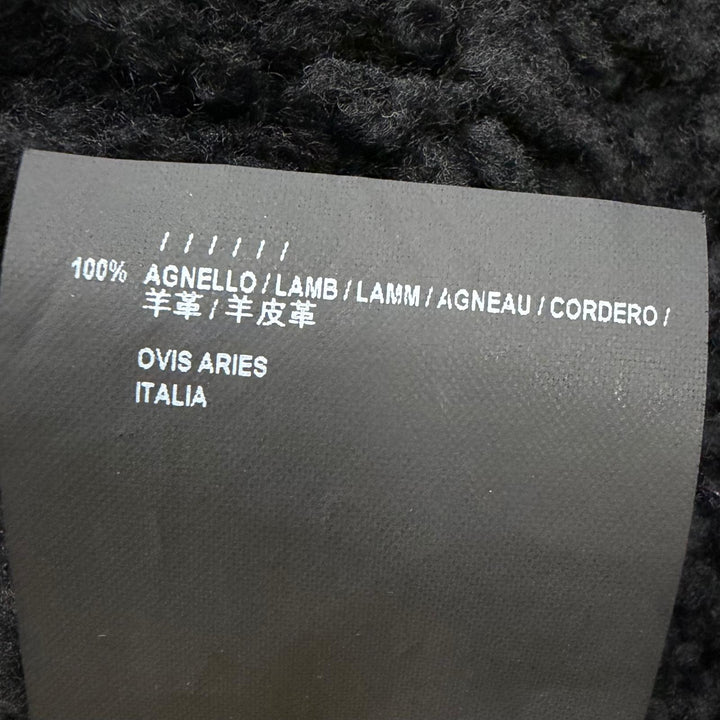 美品□BALENCIAGA バレンシアガ 486093 Shearling Bombadier 羊革 ロゴデザイン ムートンジャケット ボンバージャケット 46 黒 正規品