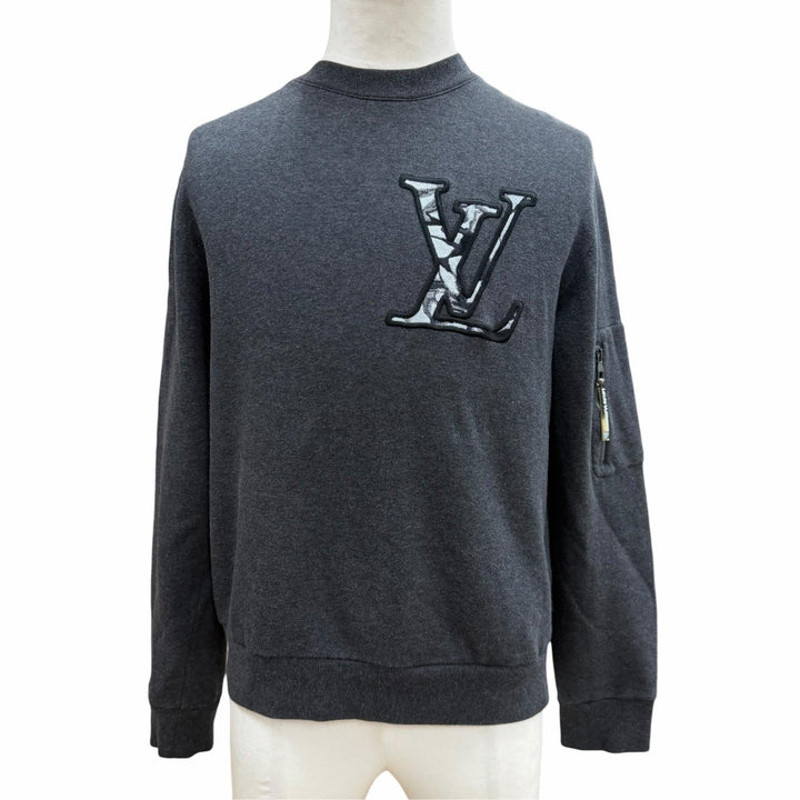 良品▼LOUIS VUITTON ルイヴィトン 2024年製 LVイニシャル モノグラム フラワーモチーフ プルオーバー ジャージ スウェット XS 正規品