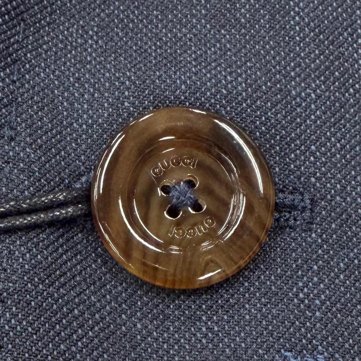 未使用品▼GUCCI グッチ 2022年製 554100 ウール100% ビー刺繍 ロゴ入りボタン シングルスーツ セットアップ ネイビー 46 正規品 メンズ