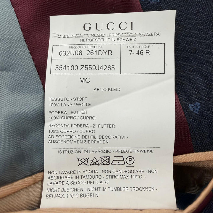 未使用品▼GUCCI グッチ 2022年製 554100 ウール100% ビー刺繍 ロゴ入りボタン シングルスーツ セットアップ ネイビー 46 正規品 メンズ