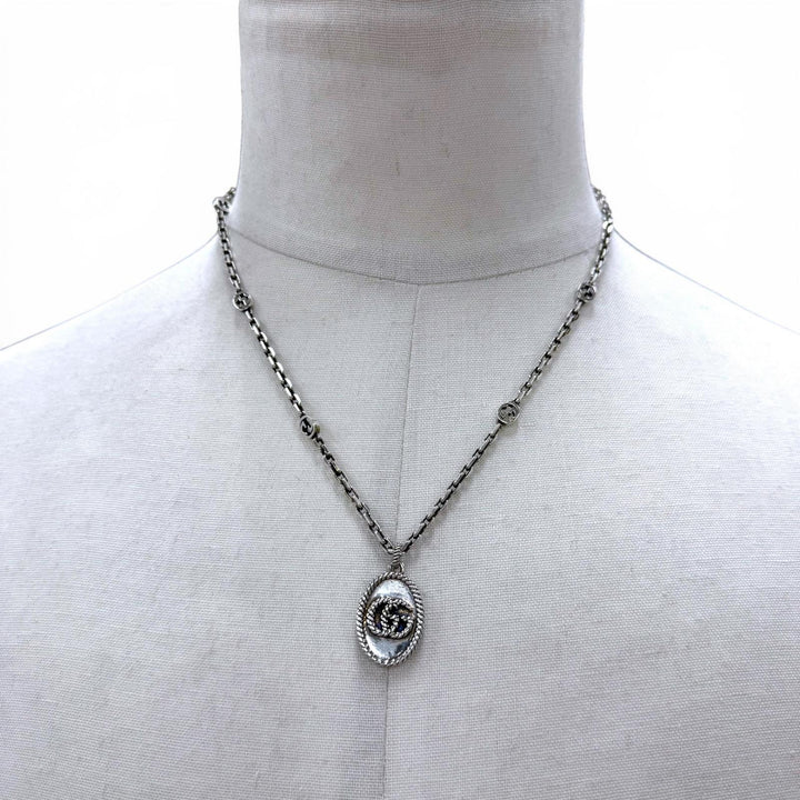 美品▼GUCCI グッチ 632540 AG925 GGマーモント チェーン ネックレス シルバー イタリア製 重量22.08g メンズ レディース アクセサリー