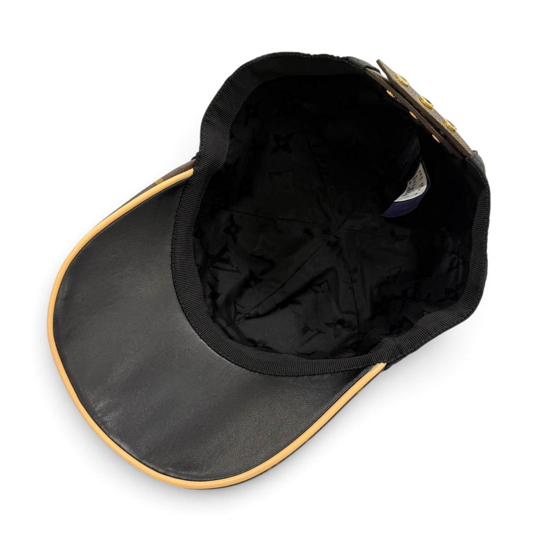 美品▼LOUIS VUITTON ルイヴィトン 2024年製 M76528 LV ゲットレディー 裏地シルク100% モノグラム キャップ ブラック 正規品 レディース