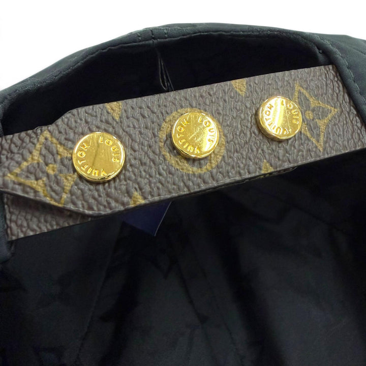 美品▼LOUIS VUITTON ルイヴィトン 2024年製 M76528 LV ゲットレディー 裏地シルク100% モノグラム キャップ ブラック 正規品 レディース