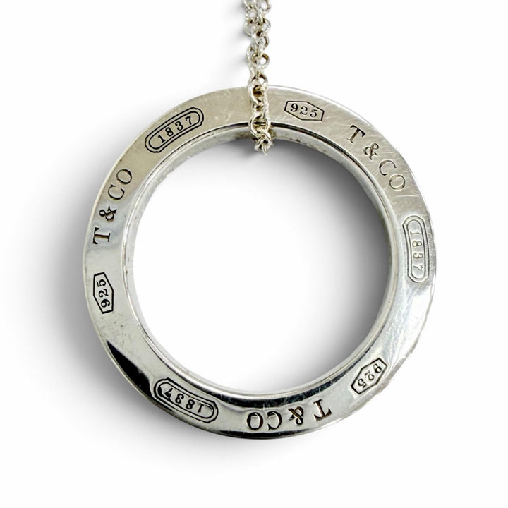 美品△TIFFANY&amp;Co. ティファニー 1837 サークル ペンダント ネックレス アクセサリー AG925 シルバー 重量3.83g レディース 箱・保存袋付
