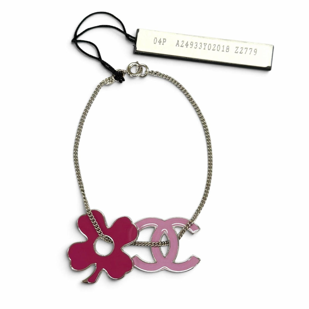 未使用品★CHANEL シャネル 04P ココマーク クローバー ブレスレット アクセサリー ピンク パープル イタリア製 レディース