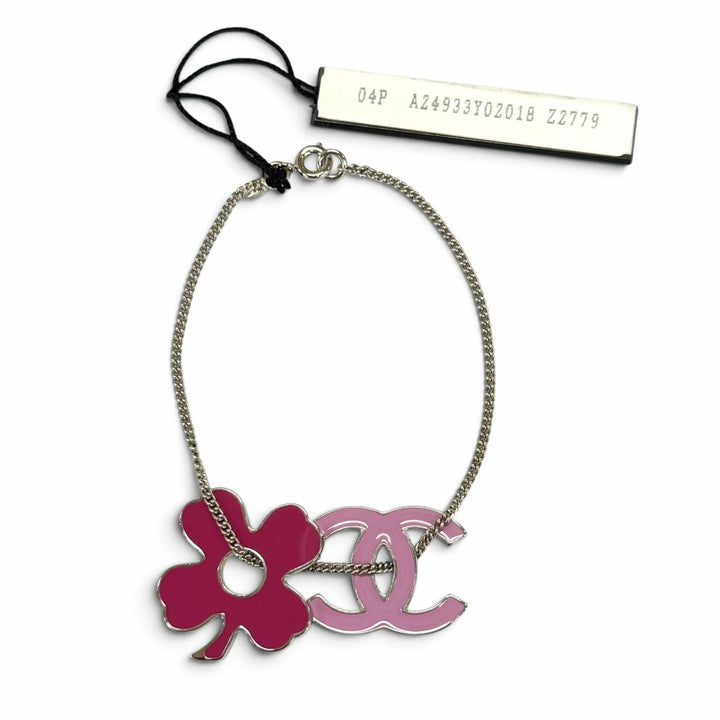 未使用品★CHANEL シャネル 04P ココマーク クローバー ブレスレット アクセサリー ピンク パープル イタリア製 レディース