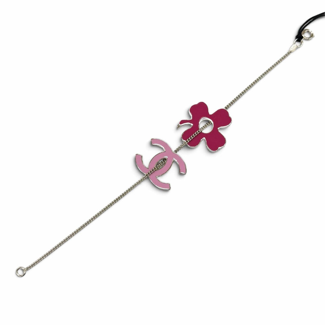 未使用品★CHANEL シャネル 04P ココマーク クローバー ブレスレット アクセサリー ピンク パープル イタリア製 レディース