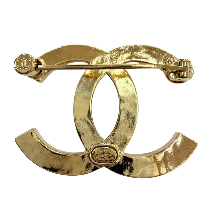 極美品☆CHANEL シャネル A24P メタル ココマーク ラインストーン アクセサリー ブローチ ゴールド フランス製 レディース 箱・保存袋付