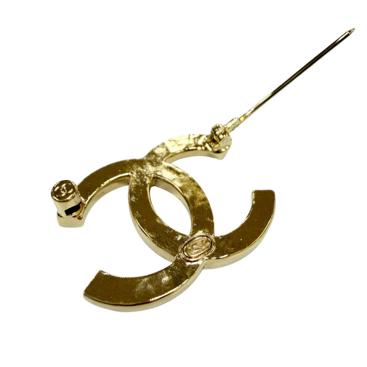 極美品☆CHANEL シャネル A24P メタル ココマーク ラインストーン アクセサリー ブローチ ゴールド フランス製 レディース 箱・保存袋付