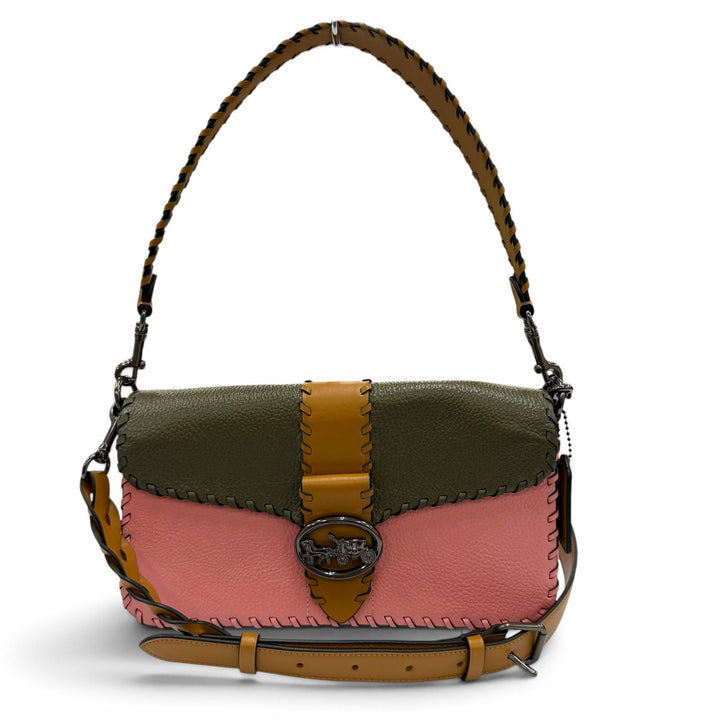 極美品☆COACH コーチ C4106 ジョージー 2WAY レザー サドルバッグ ハンドバッグ ショルダーバッグ ピンク カーキ ブラウン レディース