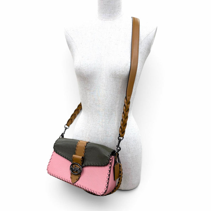 極美品☆COACH コーチ C4106 ジョージー 2WAY レザー サドルバッグ ハンドバッグ ショルダーバッグ ピンク カーキ ブラウン レディース