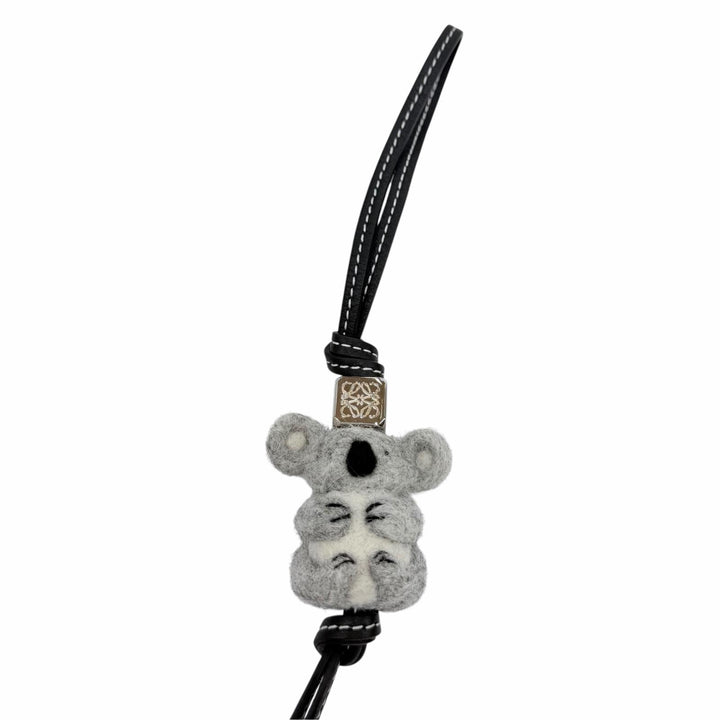 未使用品☆LOEWE ロエベ C880232X01 レザーストラップ アナグラムダイス コアラ バッグチャーム ブラック スペイン製 箱・保存袋付き