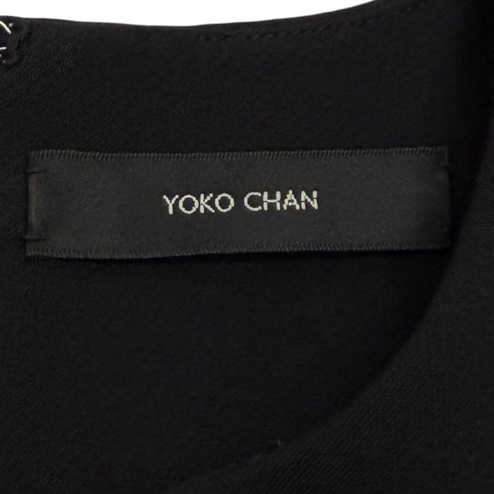 極美品★YOKO CHAN ヨーコチャン YCD-321-796 エコパール付 裾フリル ノースリーブ ワンピース ブラック 36 日本製 正規品 レディース