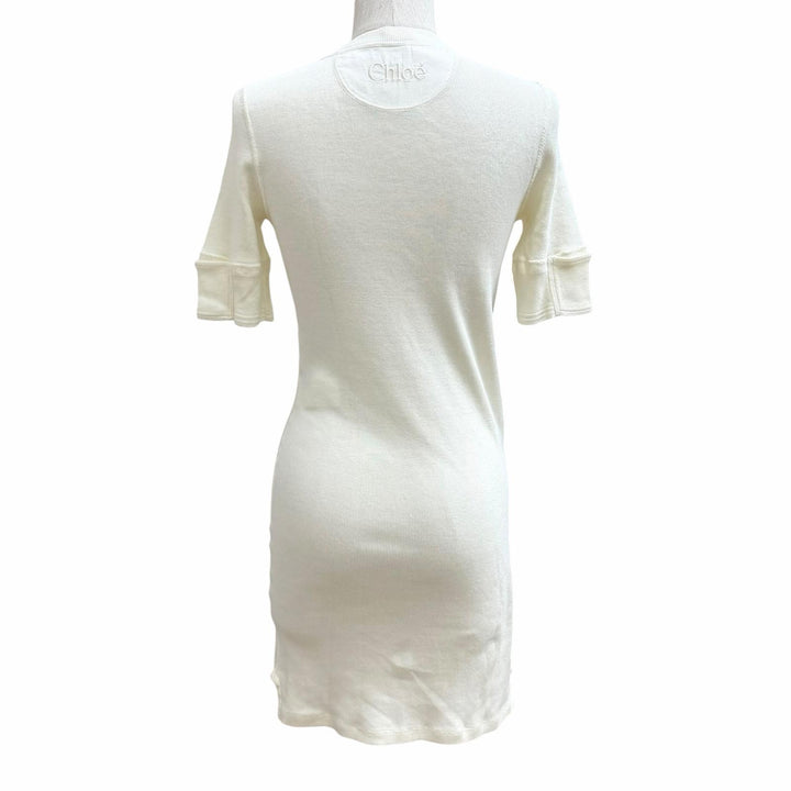 極美品★Chloe クロエ 26SS CH26UJR14089107S コットンジャージー製フィット ヘンリーミニドレス コットン100％ ワンピース S 正規品