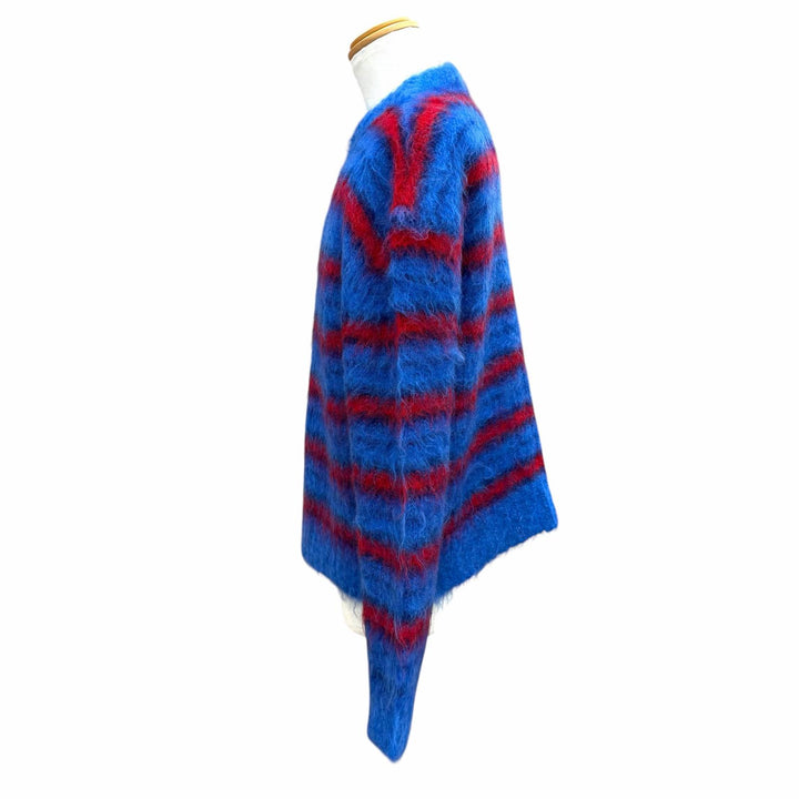 極美品▼MARNI マルニ GCMG0087Q0 モヘア ウール ボーダー柄 クルーネック ニット セーター ブルー レッド 46 イタリア製 正規品 メンズ