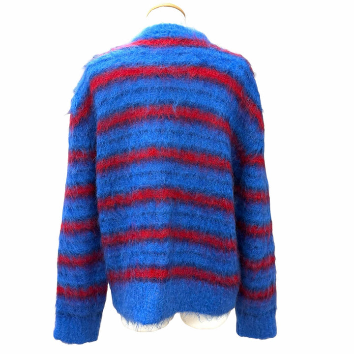極美品▼MARNI マルニ GCMG0087Q0 モヘア ウール ボーダー柄 クルーネック ニット セーター ブルー レッド 46 イタリア製 正規品 メンズ