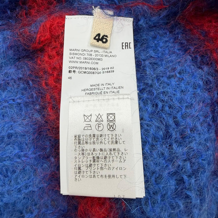 極美品▼MARNI マルニ GCMG0087Q0 モヘア ウール ボーダー柄 クルーネック ニット セーター ブルー レッド 46 イタリア製 正規品 メンズ