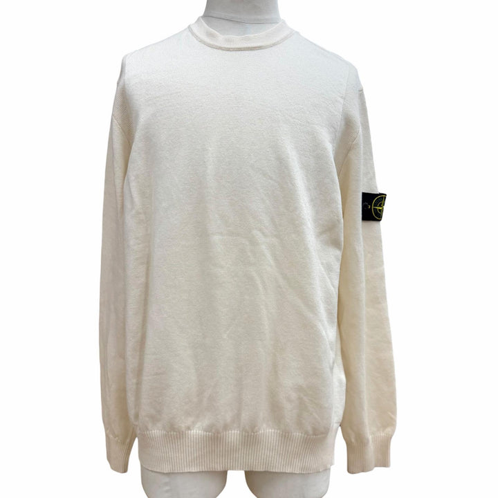 極美品▼STONE ISLAND ストーンアイランド K2S155100001 STRETCH RWS WOOL ウール100% ロゴワッペン付 ニットセーター XL 正規品 メンズ