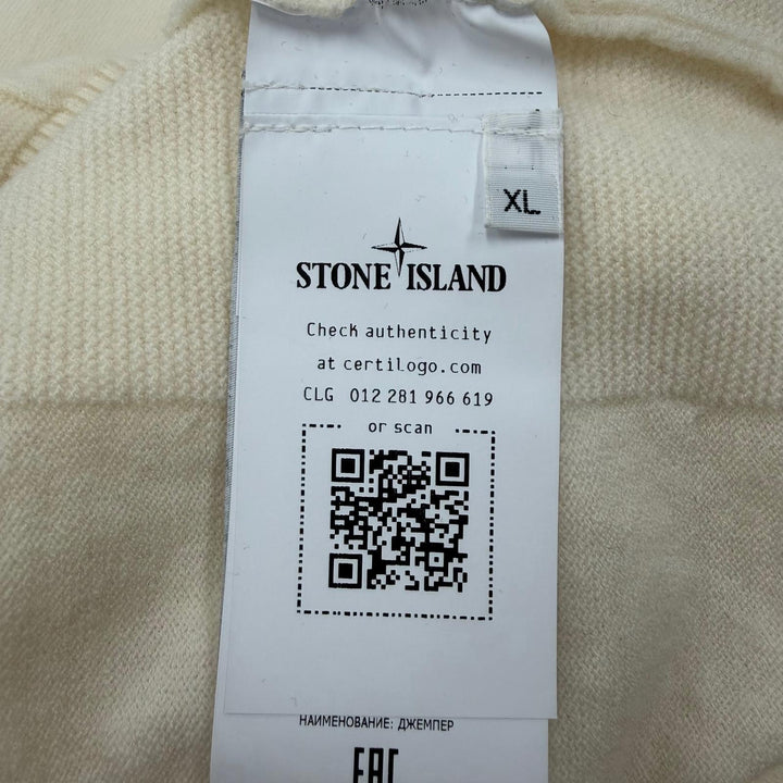 極美品▼STONE ISLAND ストーンアイランド K2S155100001 STRETCH RWS WOOL ウール100% ロゴワッペン付 ニットセーター XL 正規品 メンズ