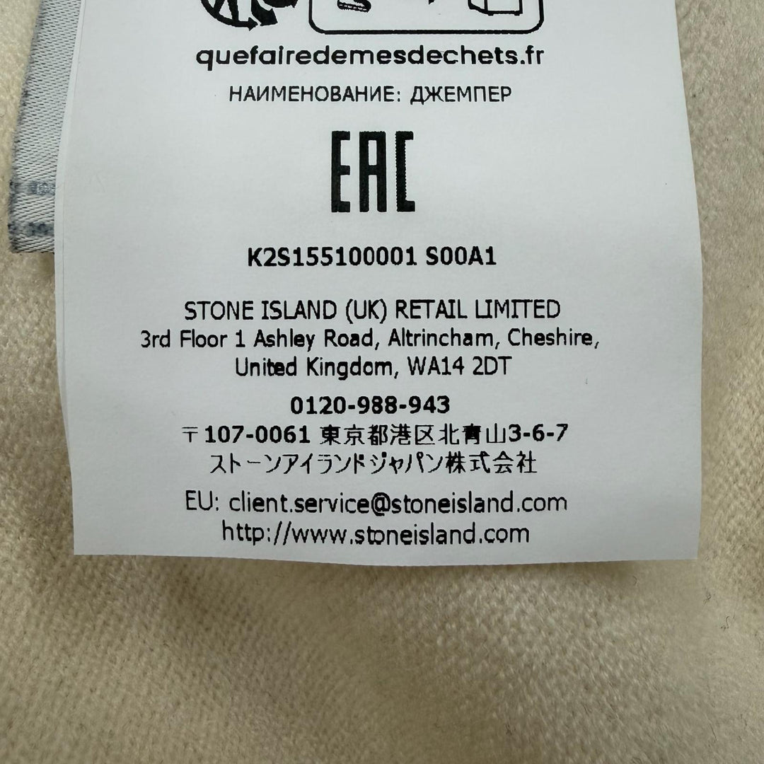極美品▼STONE ISLAND ストーンアイランド K2S155100001 STRETCH RWS WOOL ウール100% ロゴワッペン付 ニットセーター XL 正規品 メンズ