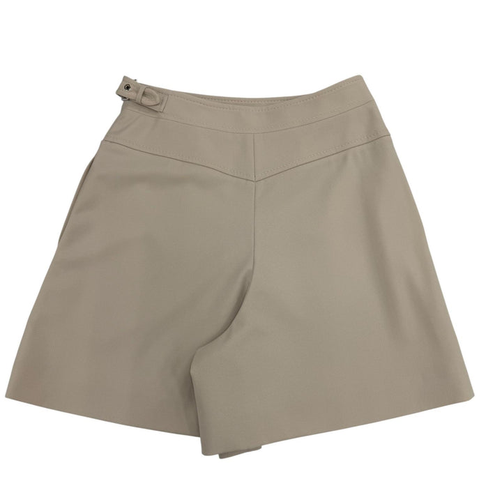 極美品☆HERMES エルメス バージンウール ベルトデザイン キュロットパンツ ショートパンツ ベージュ 36 イタリア製 レディース