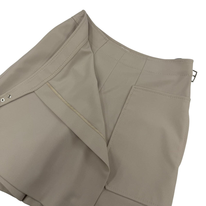 極美品☆HERMES エルメス バージンウール ベルトデザイン キュロットパンツ ショートパンツ ベージュ 36 イタリア製 レディース
