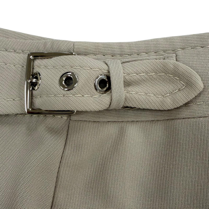 極美品☆HERMES エルメス バージンウール ベルトデザイン キュロットパンツ ショートパンツ ベージュ 36 イタリア製 レディース
