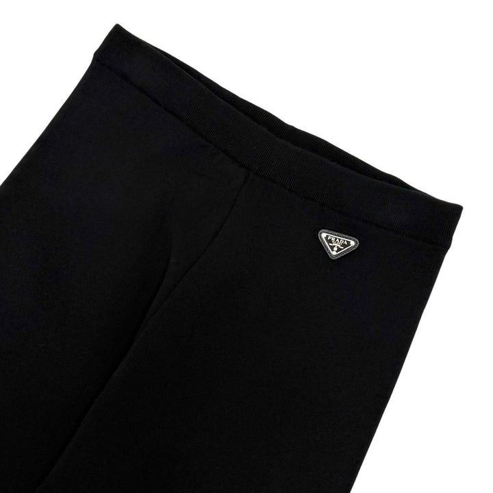 未使用品★PRADA プラダ 22225 ウール混 トライアングルロゴプレート ニットパンツ ボトムス ブラック 38 イタリア製 正規品 レディース