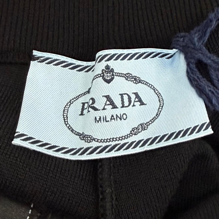 未使用品★PRADA プラダ 22225 ウール混 トライアングルロゴプレート ニットパンツ ボトムス ブラック 38 イタリア製 正規品 レディース