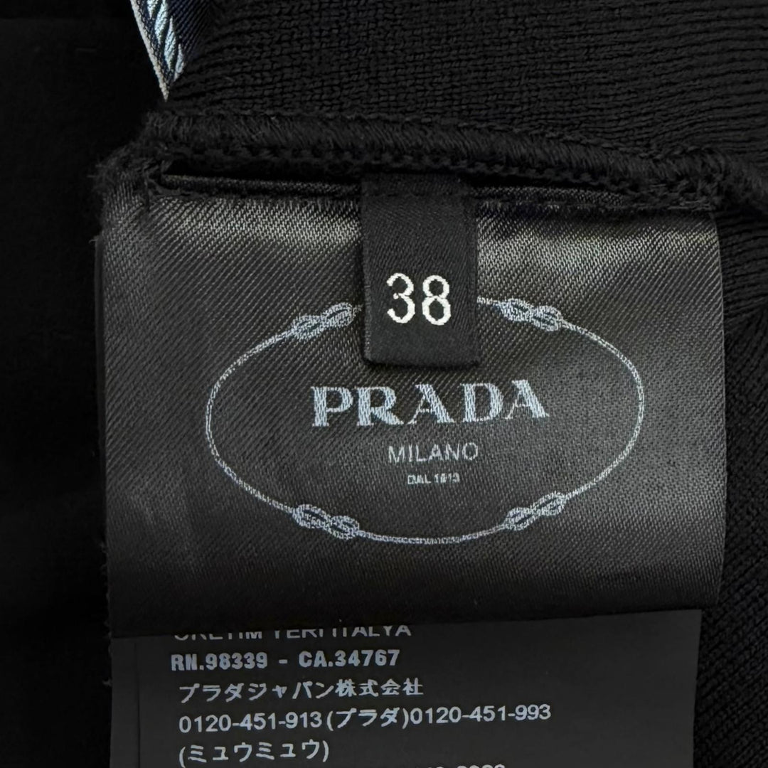 未使用品★PRADA プラダ 22225 ウール混 トライアングルロゴプレート ニットパンツ ボトムス ブラック 38 イタリア製 正規品 レディース