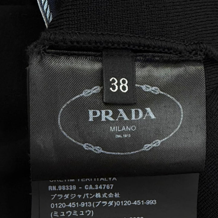 未使用品★PRADA プラダ 22225 ウール混 トライアングルロゴプレート ニットパンツ ボトムス ブラック 38 イタリア製 正規品 レディース