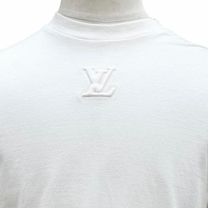 美品▼LOUIS VUITTON ルイヴィトン 22AW インサイドアウト エンボスLVロゴ コットン100% クルーネック 半袖Ｔシャツ ホワイト XS 正規品