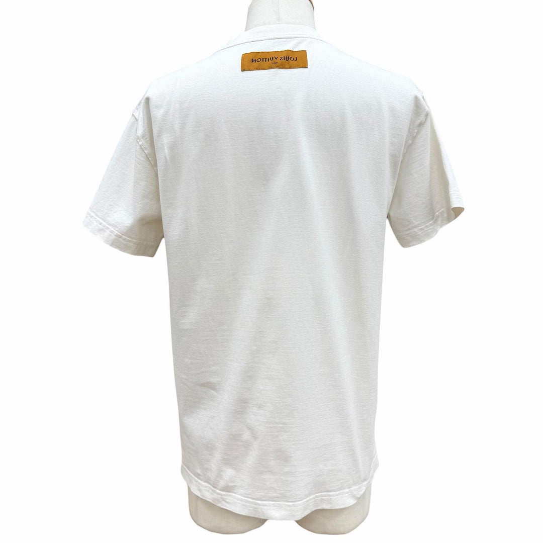美品▼LOUIS VUITTON ルイヴィトン 22AW インサイドアウト エンボスLVロゴ コットン100% クルーネック 半袖Ｔシャツ ホワイト XS 正規品