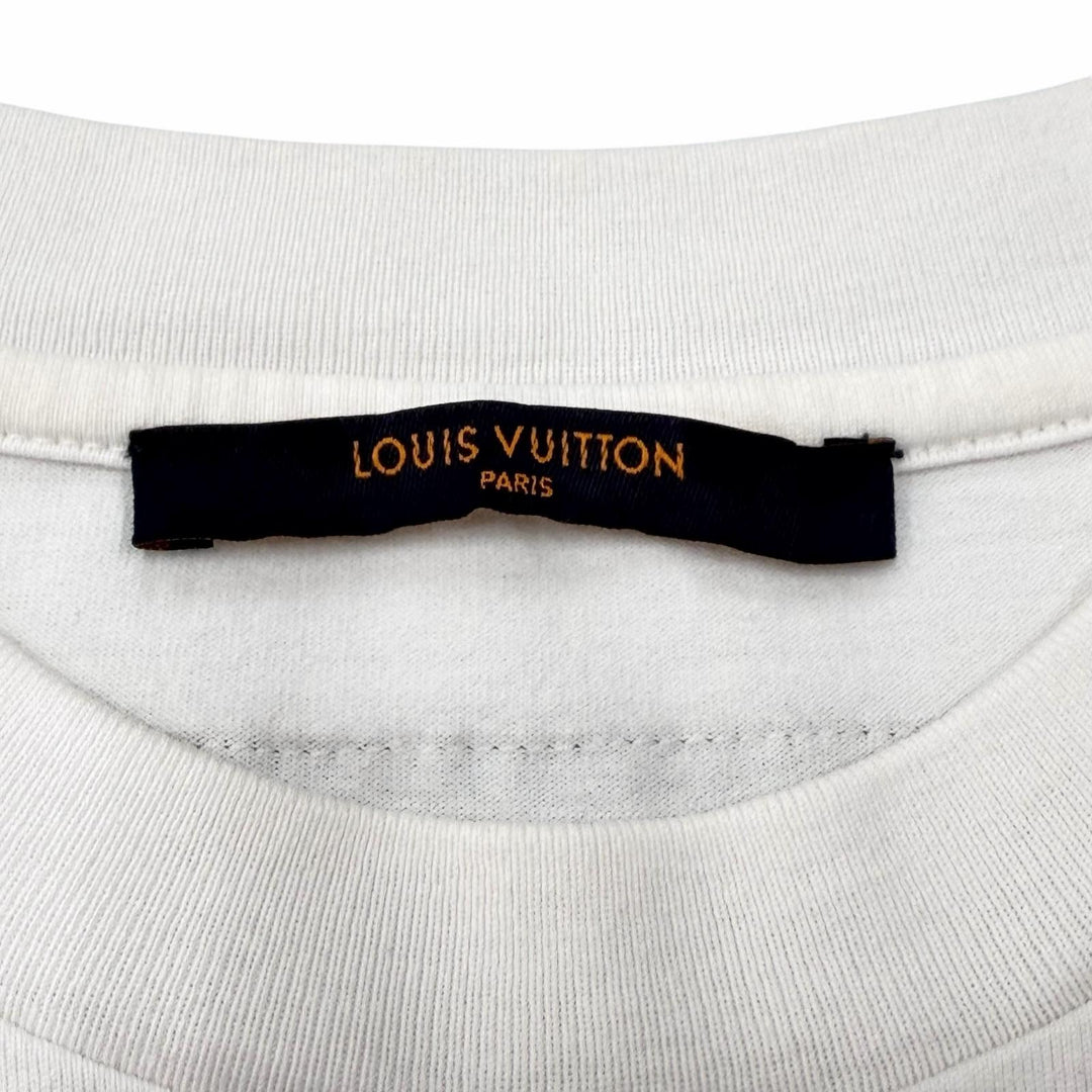 美品▼LOUIS VUITTON ルイヴィトン 22AW インサイドアウト エンボスLVロゴ コットン100% クルーネック 半袖Ｔシャツ ホワイト XS 正規品