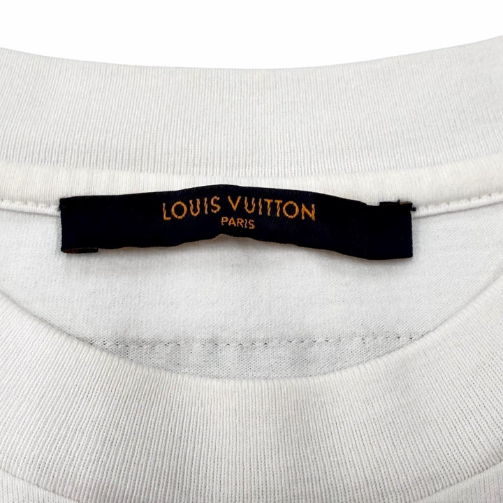 美品▼LOUIS VUITTON ルイヴィトン 22AW インサイドアウト エンボスLVロゴ コットン100% クルーネック 半袖Ｔシャツ ホワイト XS 正規品