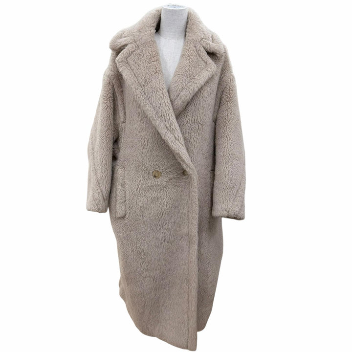 極美品☆Max Mara マックスマーラ 101615136 テディベア アルパカ バージンウール シルク混 ロング丈 コート ベージュ 正規品 レディース